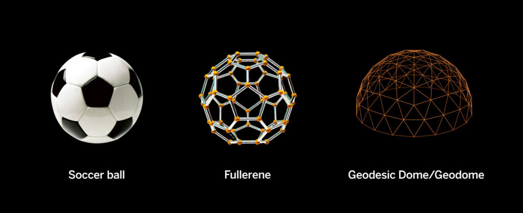 Buckyballs and geodesic dome illustrations