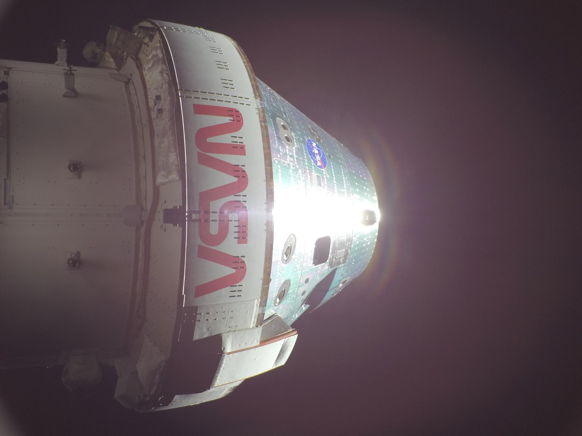 Orion spacecraft from solar array