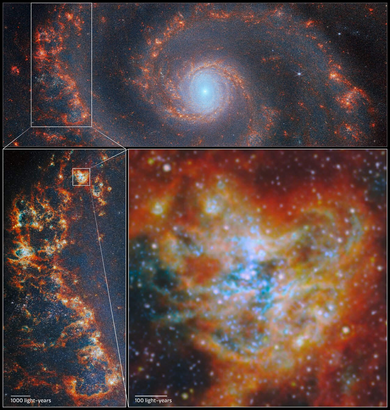 Star-forming regions in M51 galaxy